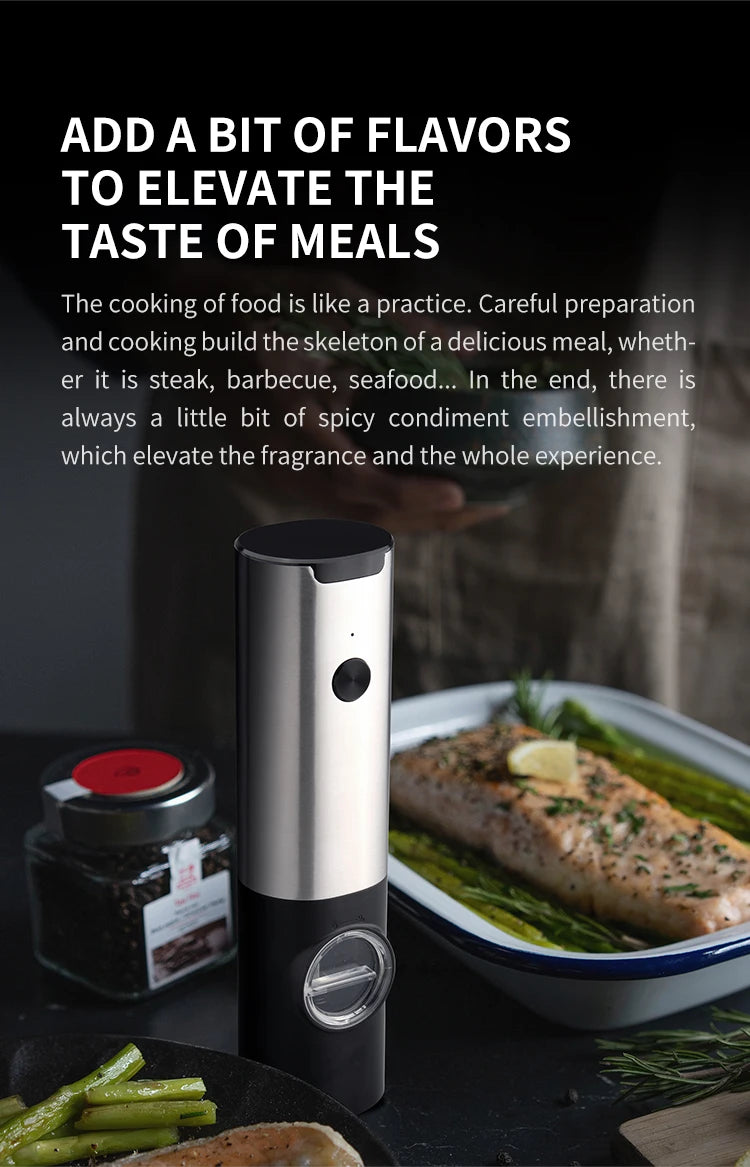 Automatic Pepper Grinder - USB Rechargeable with Adjustable Coarseness