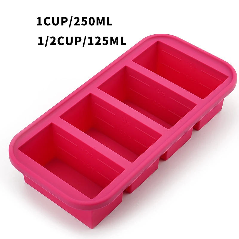 Silicone Freezer Mold - Multi-Grid Food Storage with Lid