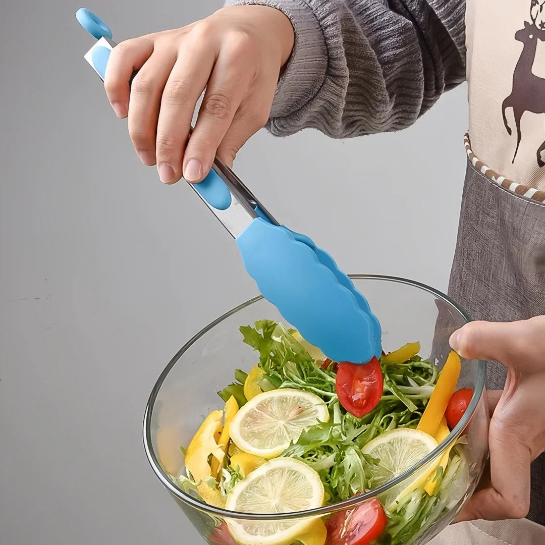 Anti-Slip Cooking Tongs - Stainless Steel Food Clip