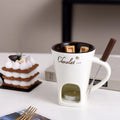 European Chocolate Fondue Cup - 130ml Ceramic with Fork