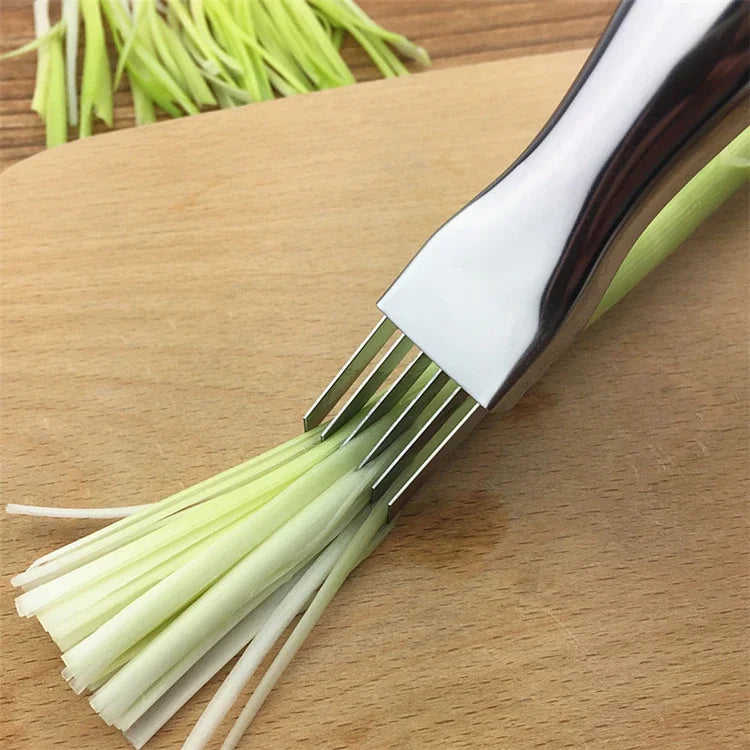 Green Onion Chopper - Stainless Steel Curved Handle Knife