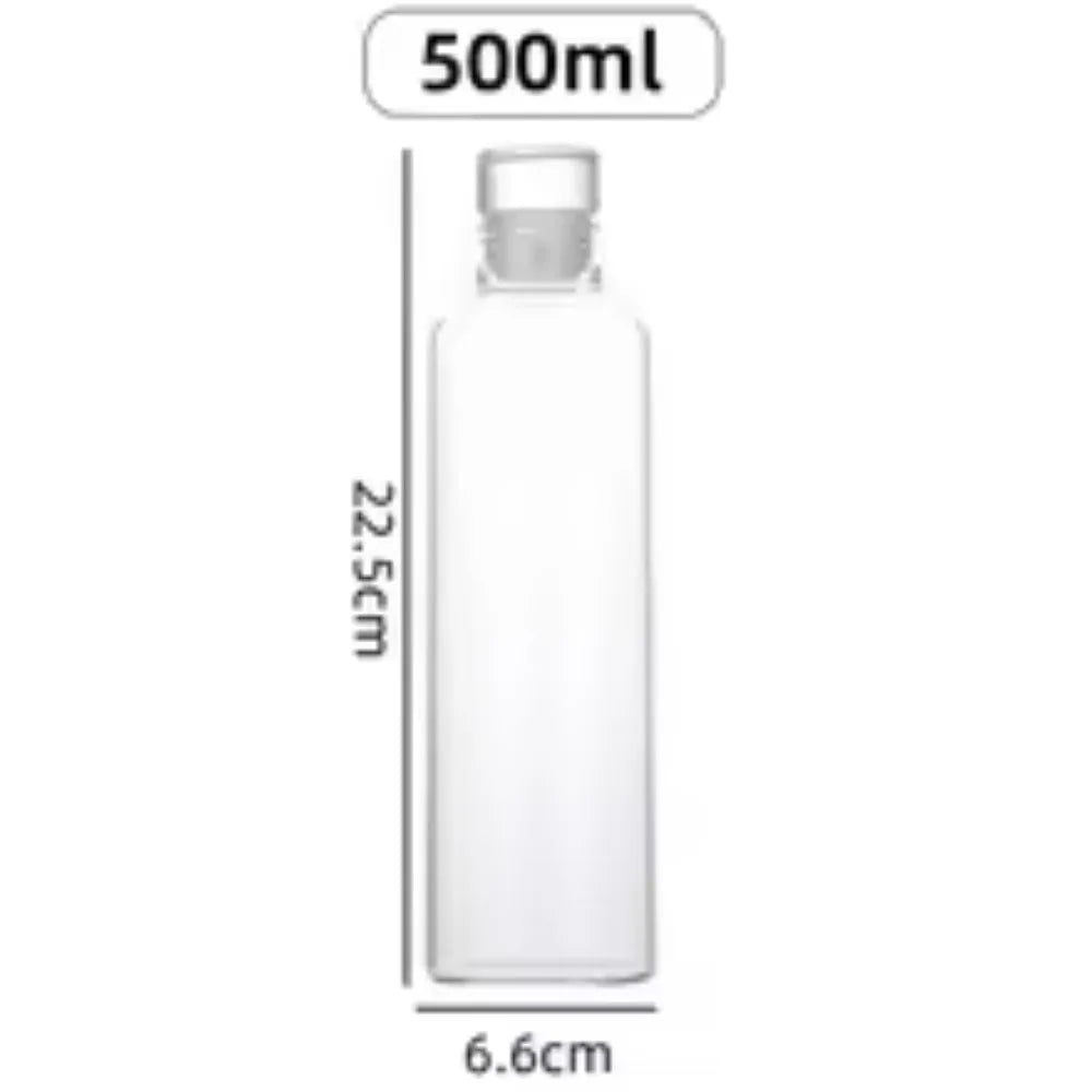 Glass Water Bottle with Leak-Proof Lid, Reusable Eco-Friendly Drinking Bottle Travel Mug for Drinks and Sauces