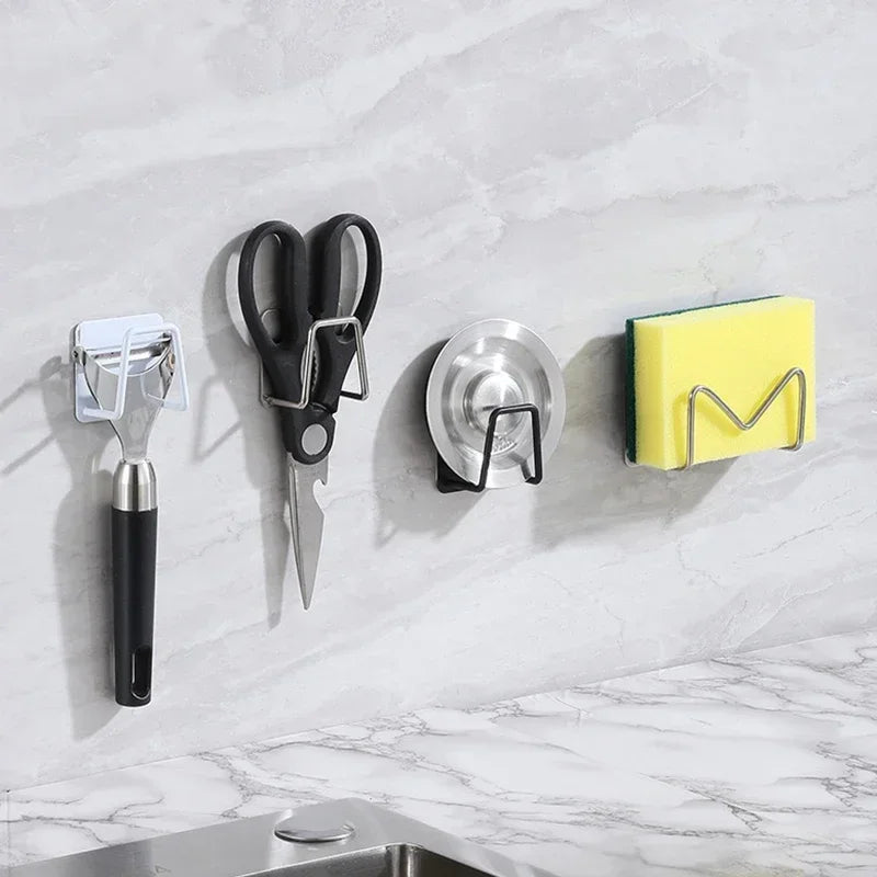 Stainless Steel Sink Sponge Holder - Self-Adhesive Drain Rack