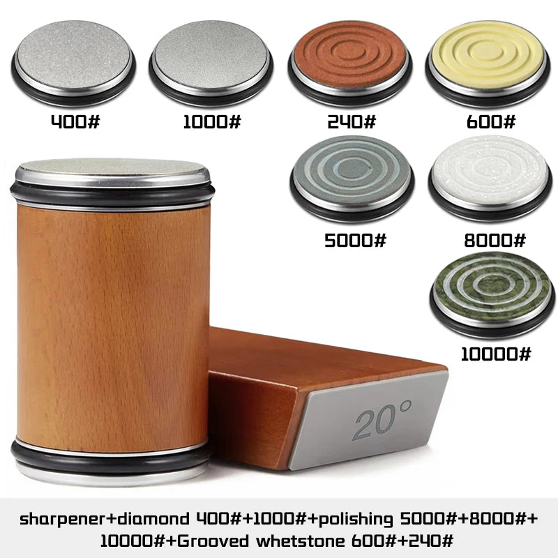 Rolling Knife Sharpener Magnetic Knife Holder Sharpening Stone 15/20 Adjustable Angle Kitchen Roller Kitchen Whetstone Accessory