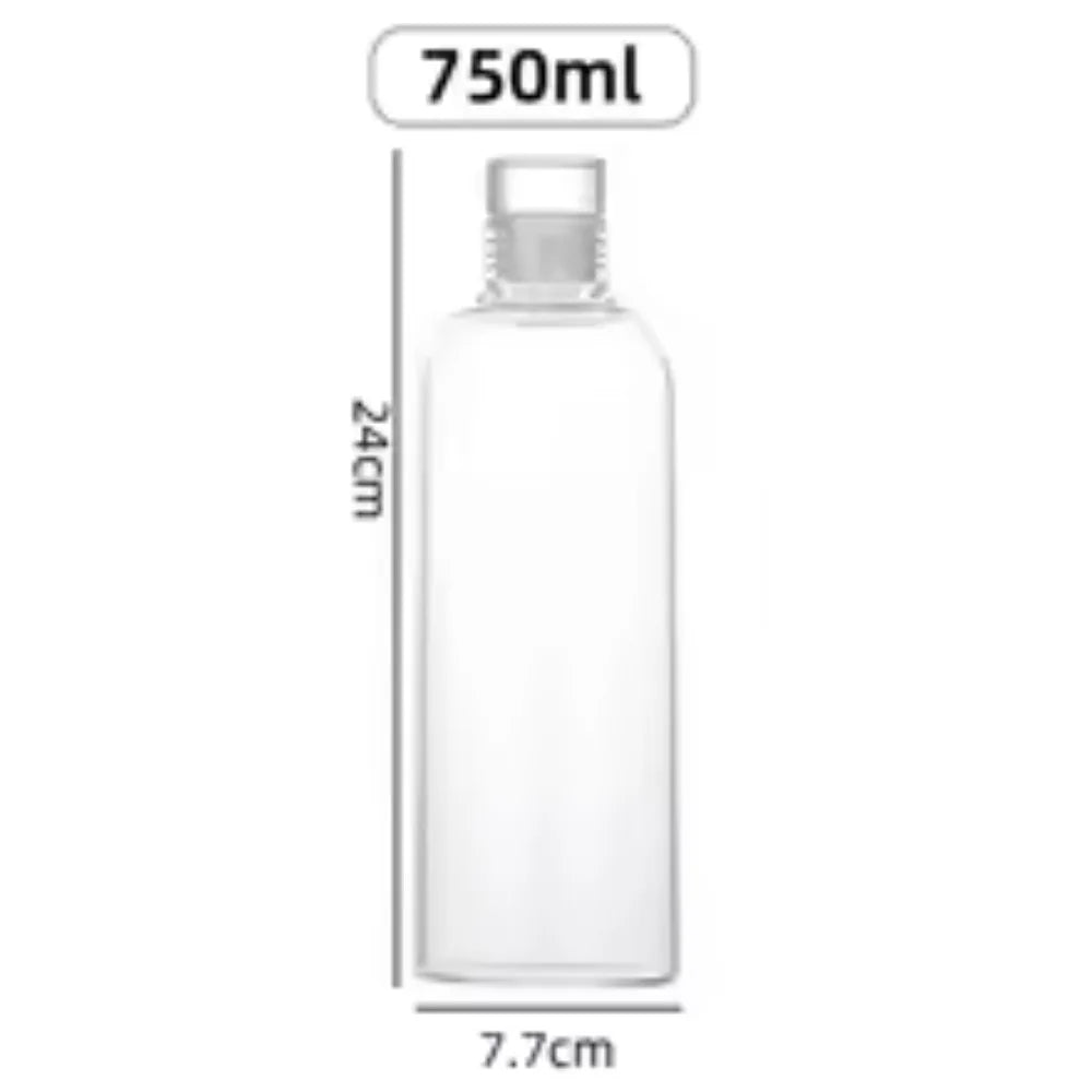 Glass Water Bottle with Leak-Proof Lid, Reusable Eco-Friendly Drinking Bottle Travel Mug for Drinks and Sauces