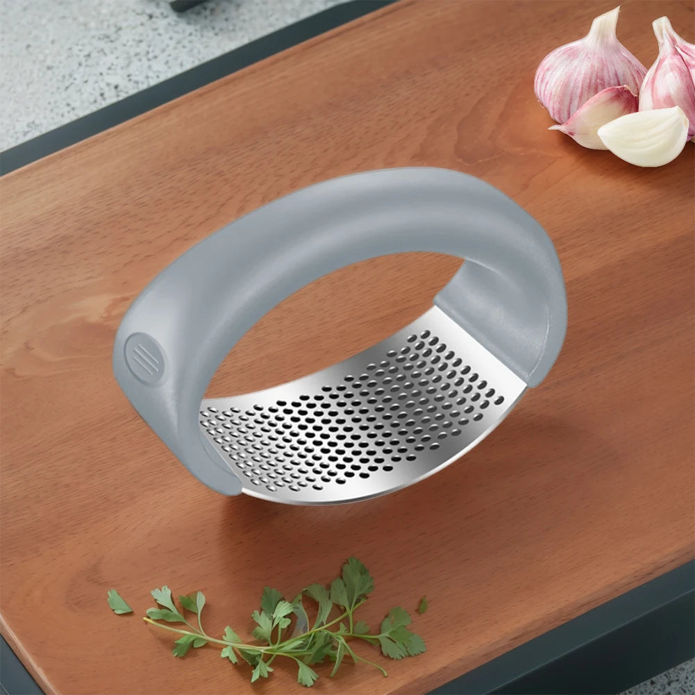 Stainless Steel Garlic Press - Manual Crusher and Chopper