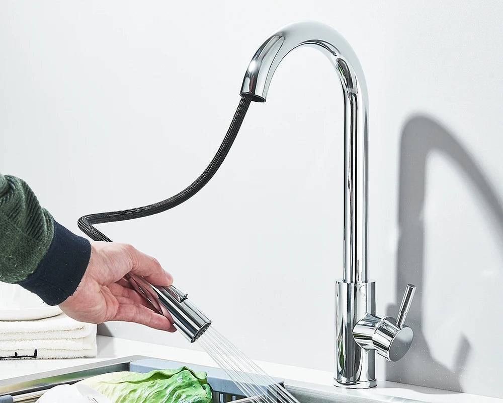 Pull-Down Kitchen Faucet - Dual Function Single Handle Mixer