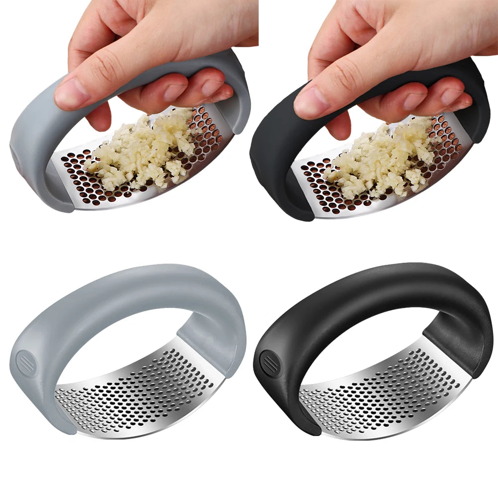 Stainless Steel Garlic Press - Manual Crusher and Chopper