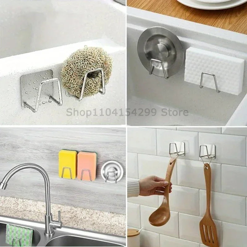Stainless Steel Sink Sponge Holder - Self-Adhesive Drain Rack