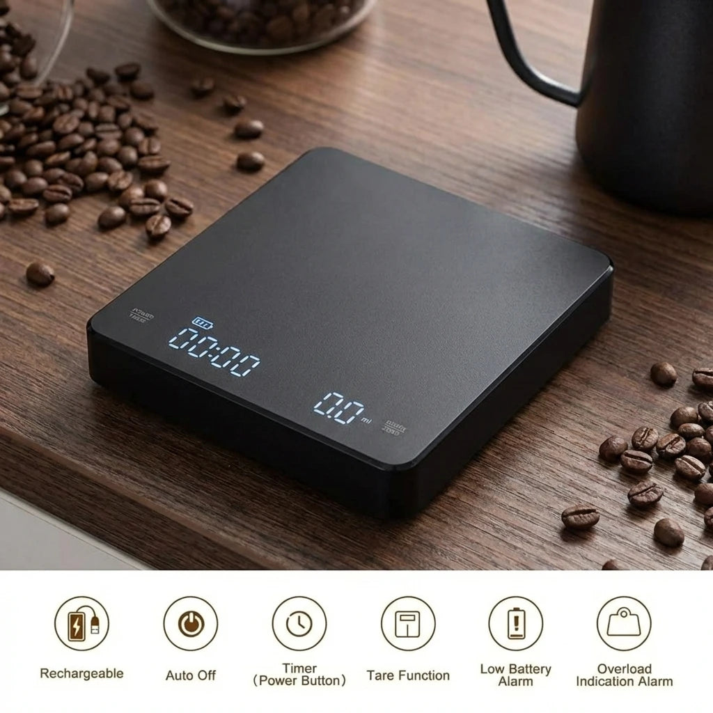 Digital Coffee Scale with Timer - USB Powered Espresso Scale