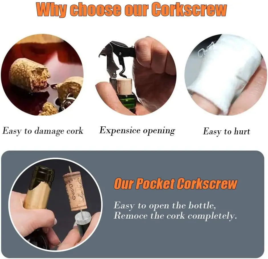 Air Pressure Wine Opener - Portable Stainless Steel Pin