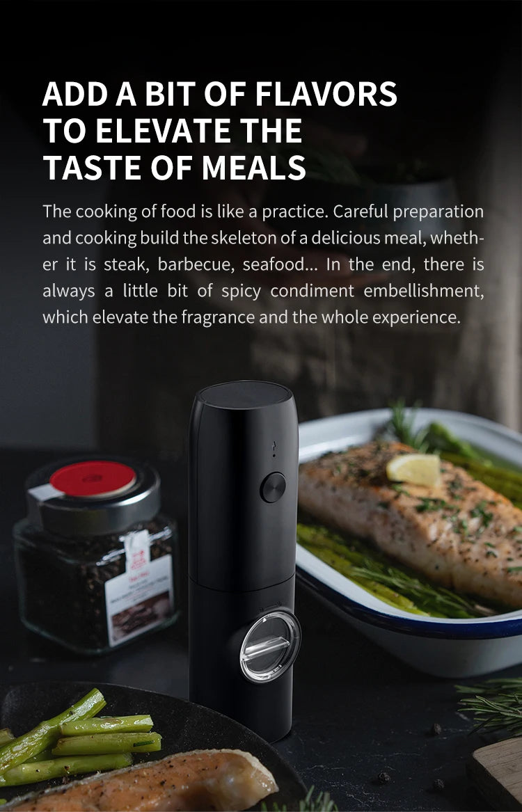 Automatic Pepper Grinder - USB Rechargeable with Adjustable Coarseness