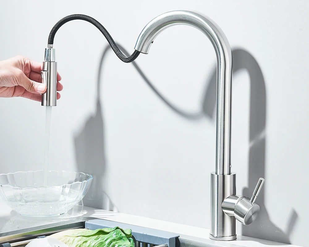 Pull-Down Kitchen Faucet - Dual Function Single Handle Mixer