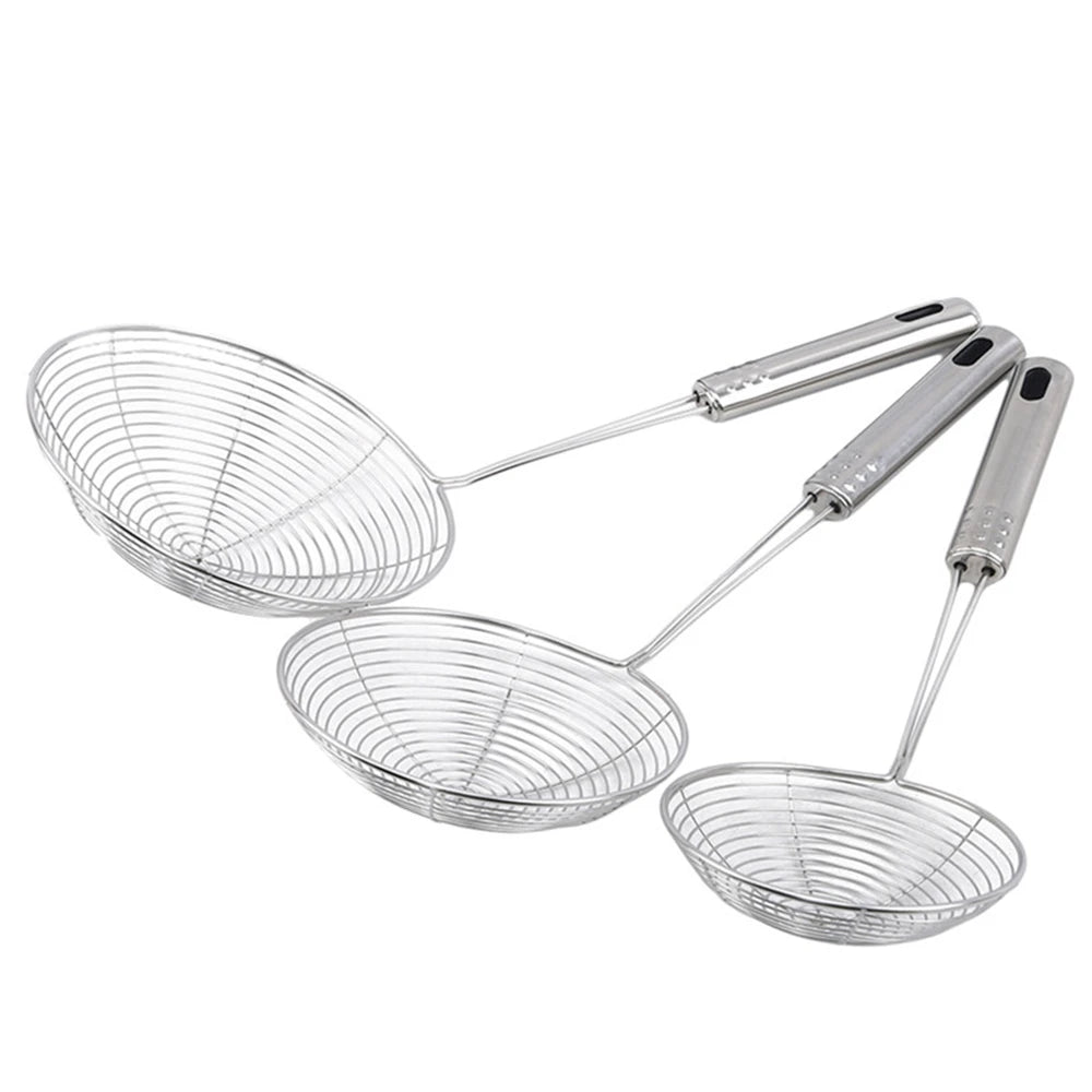 Stainless Steel Fine Mesh Skimmer - Long Handle Spider Strainer