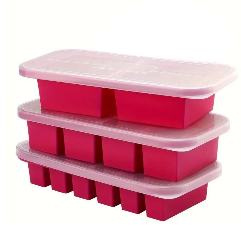 Silicone Freezer Mold - Multi-Grid Food Storage with Lid