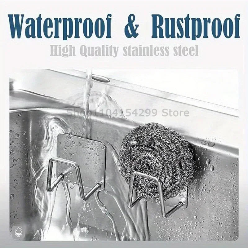 Stainless Steel Sink Sponge Holder - Self-Adhesive Drain Rack