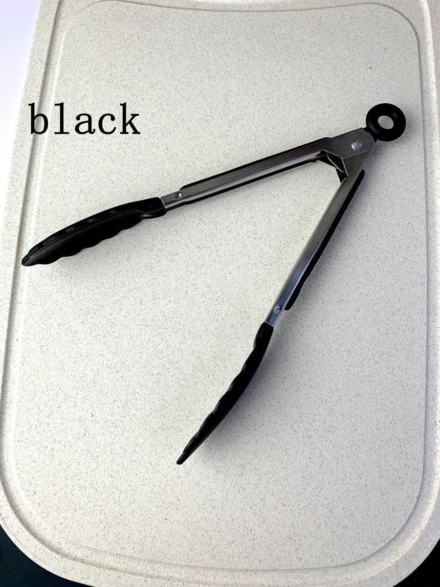 Anti-Slip Cooking Tongs - Stainless Steel Food Clip