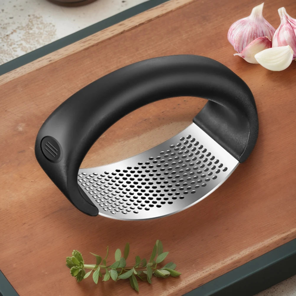 Stainless Steel Garlic Press - Manual Crusher and Chopper