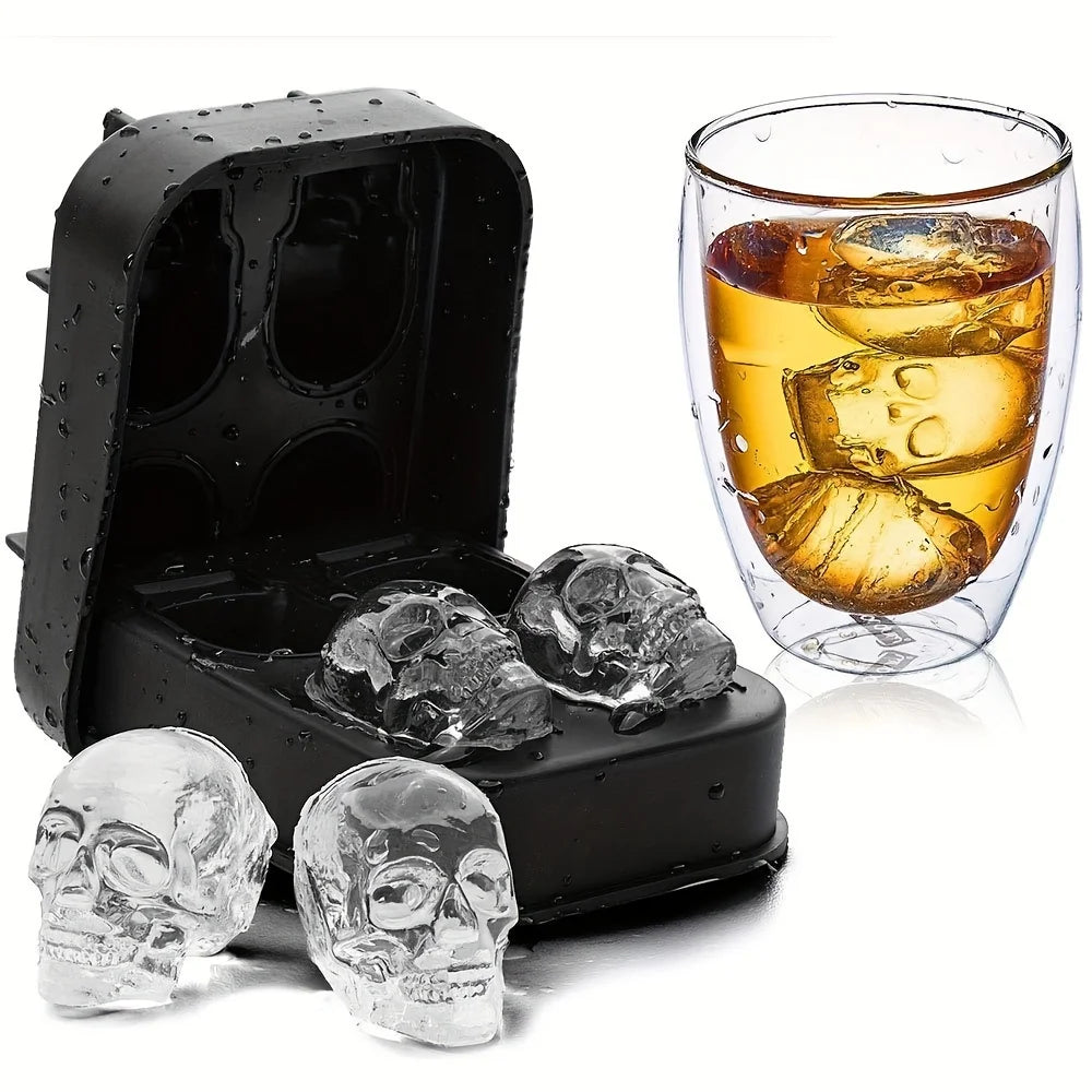 Halloween Skull Ice Cube Mold - 3D Silicone Tray for Parties