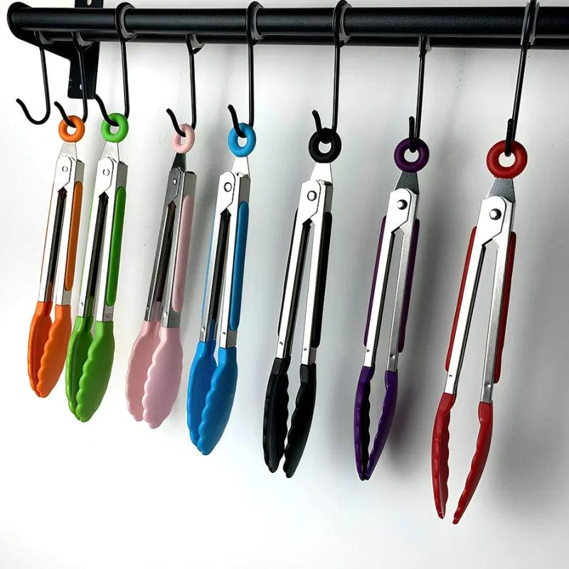 Anti-Slip Cooking Tongs - Stainless Steel Food Clip