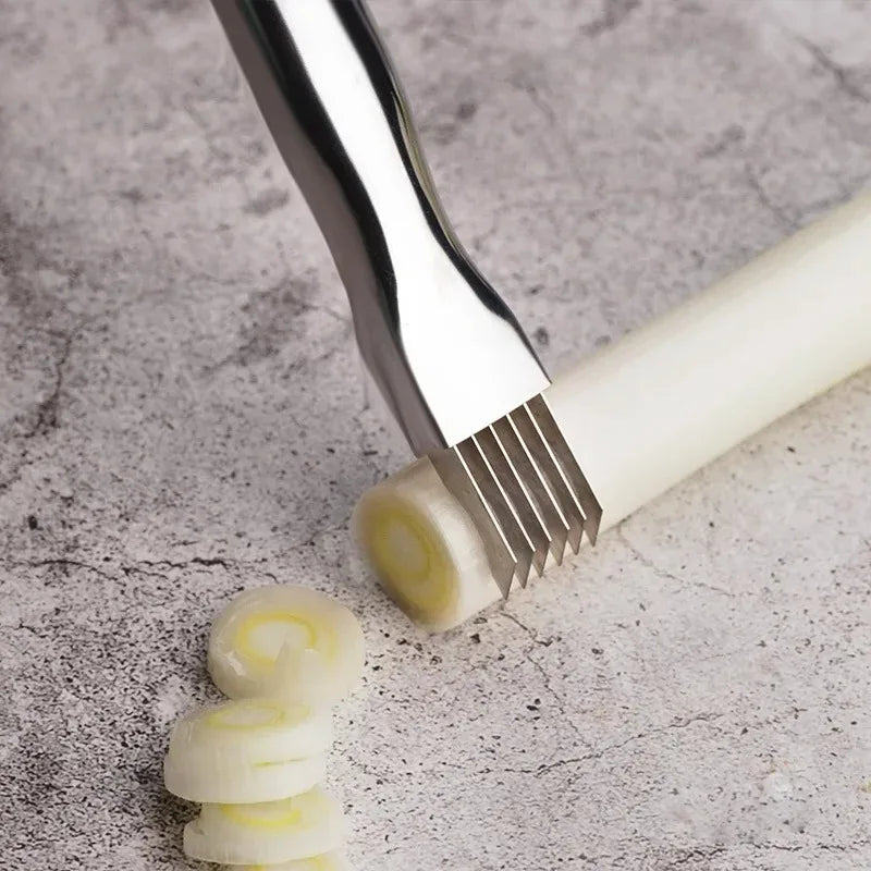 Green Onion Chopper - Stainless Steel Curved Handle Knife