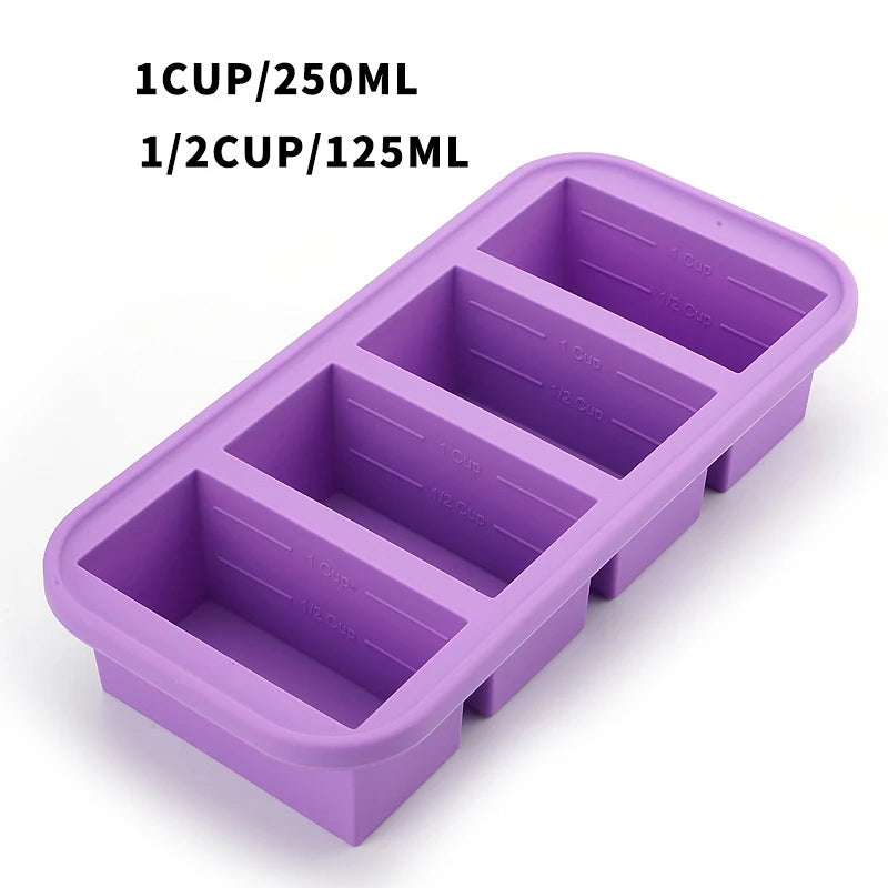 Silicone Freezer Mold - Multi-Grid Food Storage with Lid