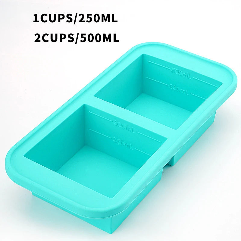 Silicone Freezer Mold - Multi-Grid Food Storage with Lid