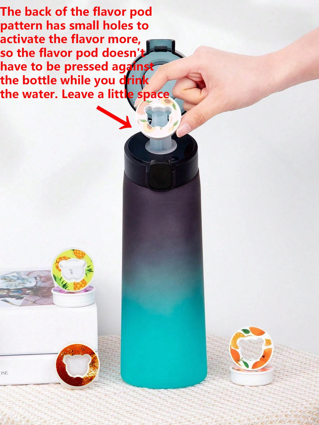 Flavored Water Bottle - 650ml Frosted Black with Scent Pod