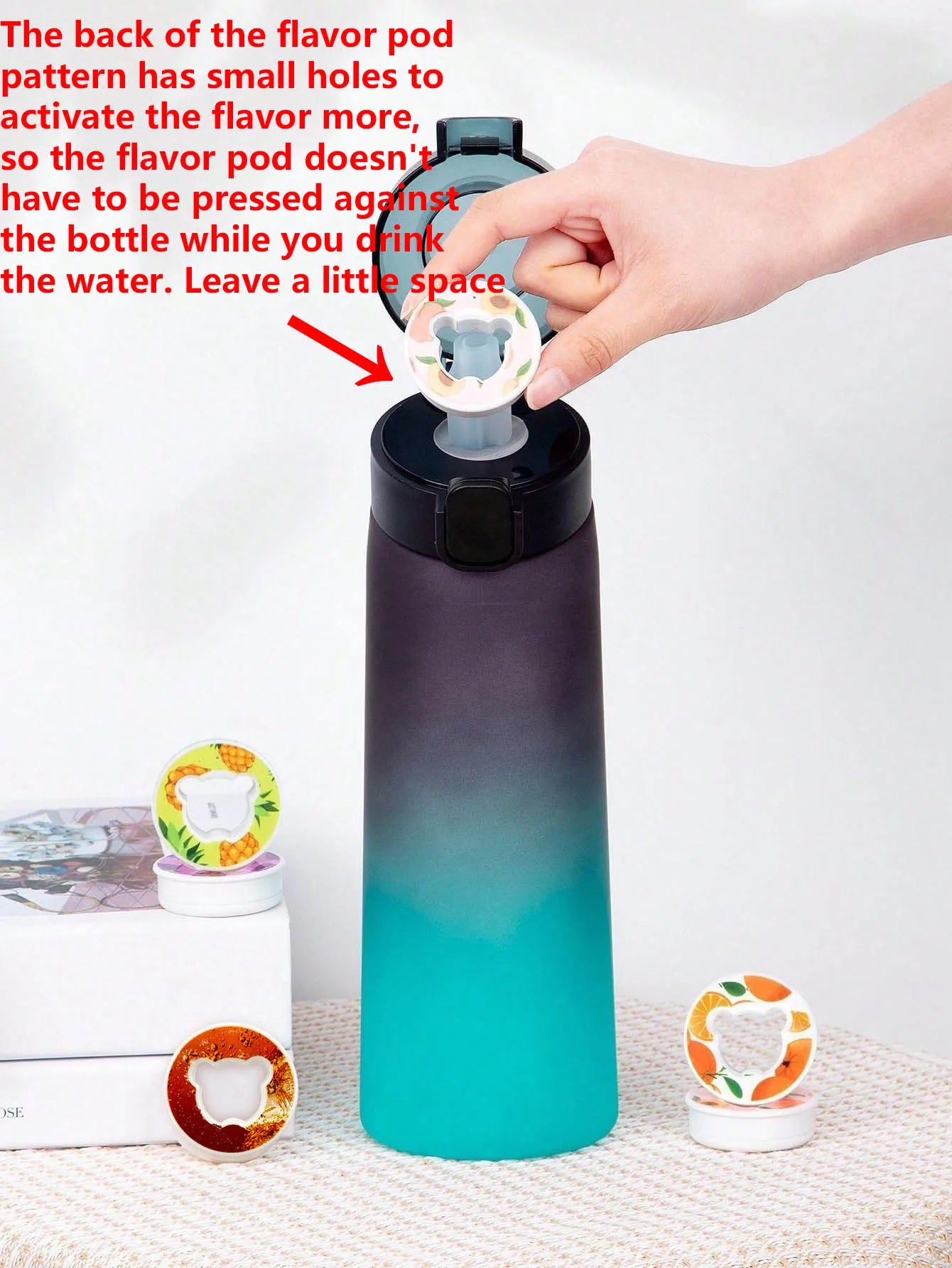 Flavored Water Bottle - 650ml Frosted Black with Scent Pod