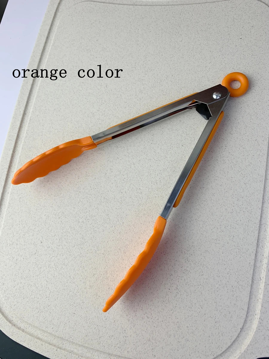 Anti-Slip Cooking Tongs - Stainless Steel Food Clip