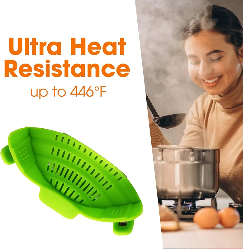 Universal Clip-On Pot Strainer - Adjustable Silicone Drainer