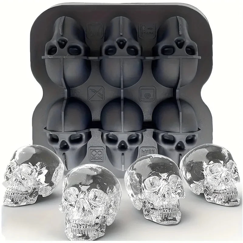 Halloween Skull Ice Cube Mold - 3D Silicone Tray for Parties