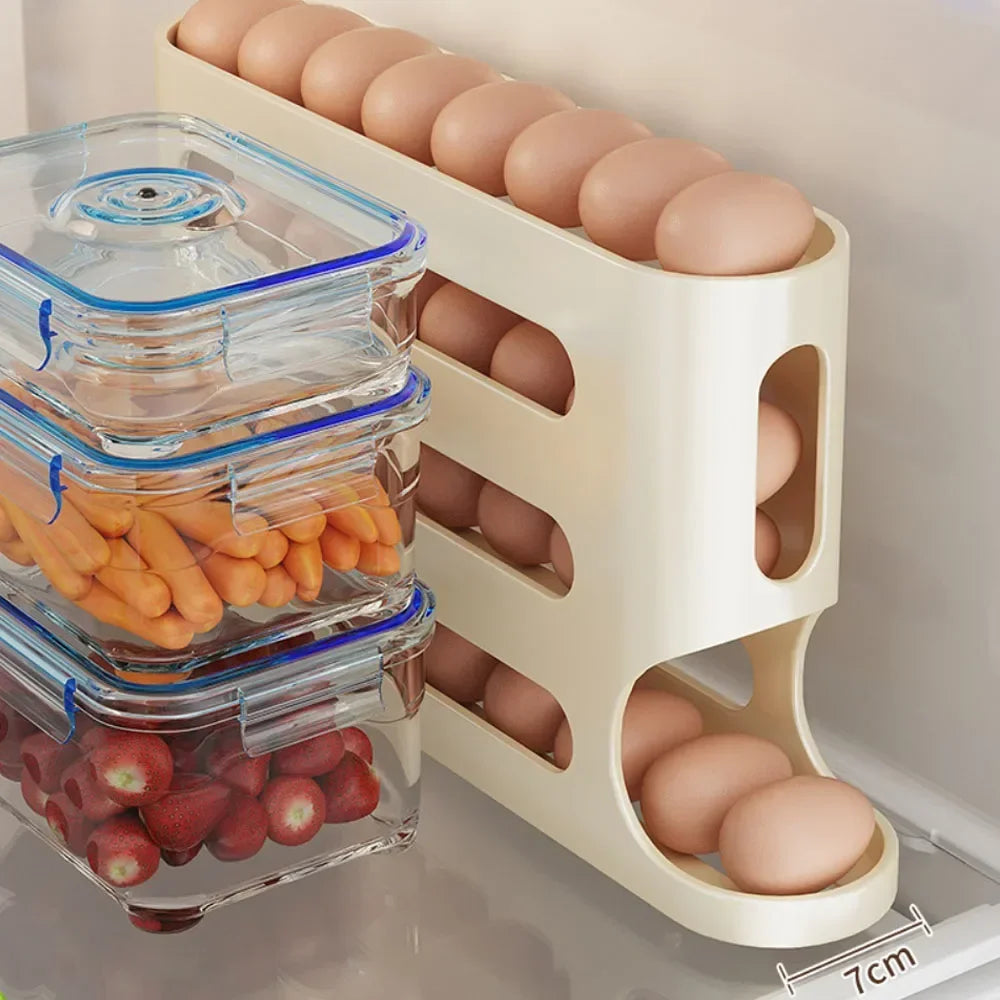 Automatic Rolling Egg Dispenser - 4-Layer Fridge Organizer