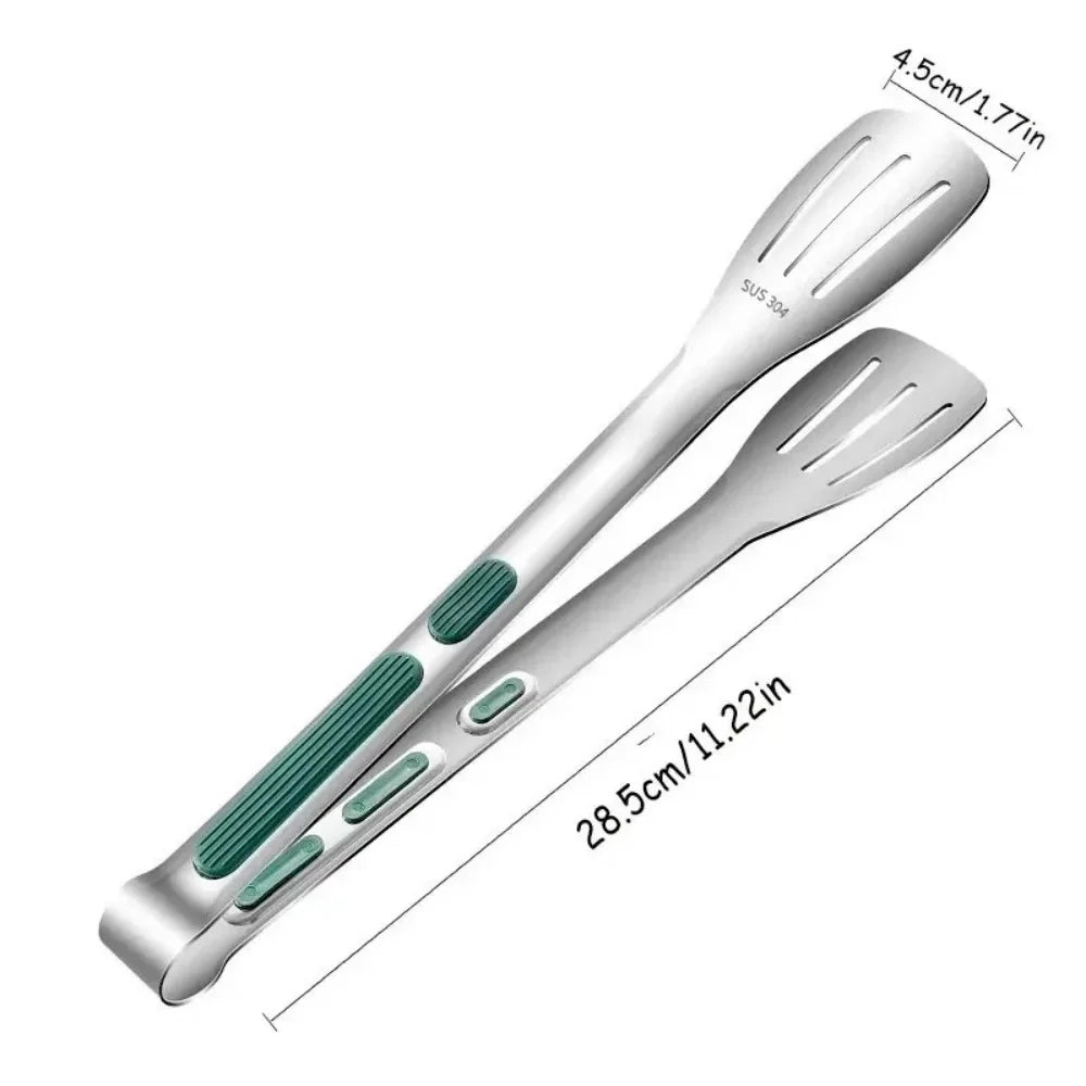 Stainless Steel Food Tongs - Non-Slip BBQ and Kitchen Clamp
