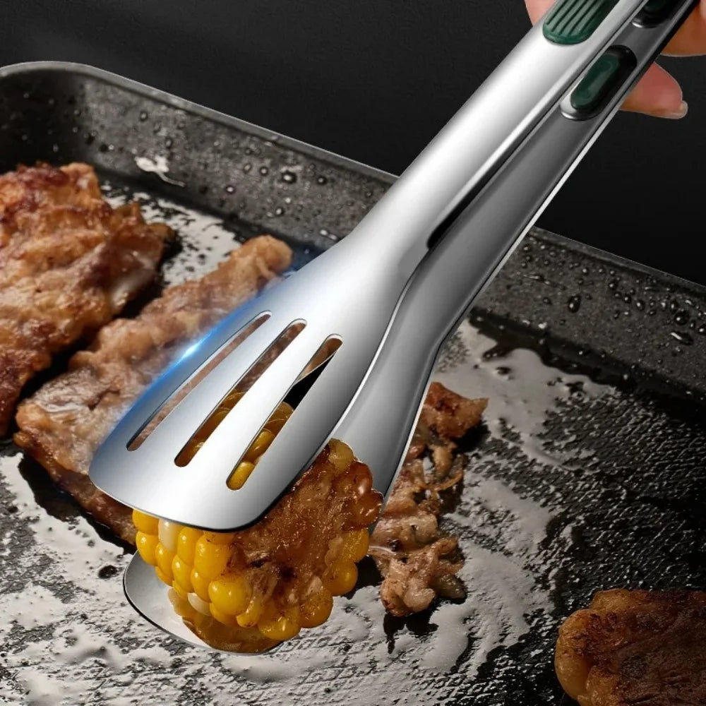 Stainless Steel Food Tongs - Non-Slip BBQ and Kitchen Clamp