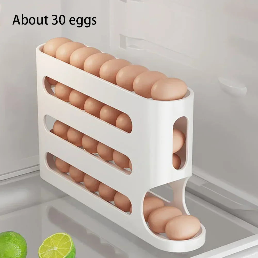 Automatic Rolling Egg Dispenser - 4-Layer Fridge Organizer