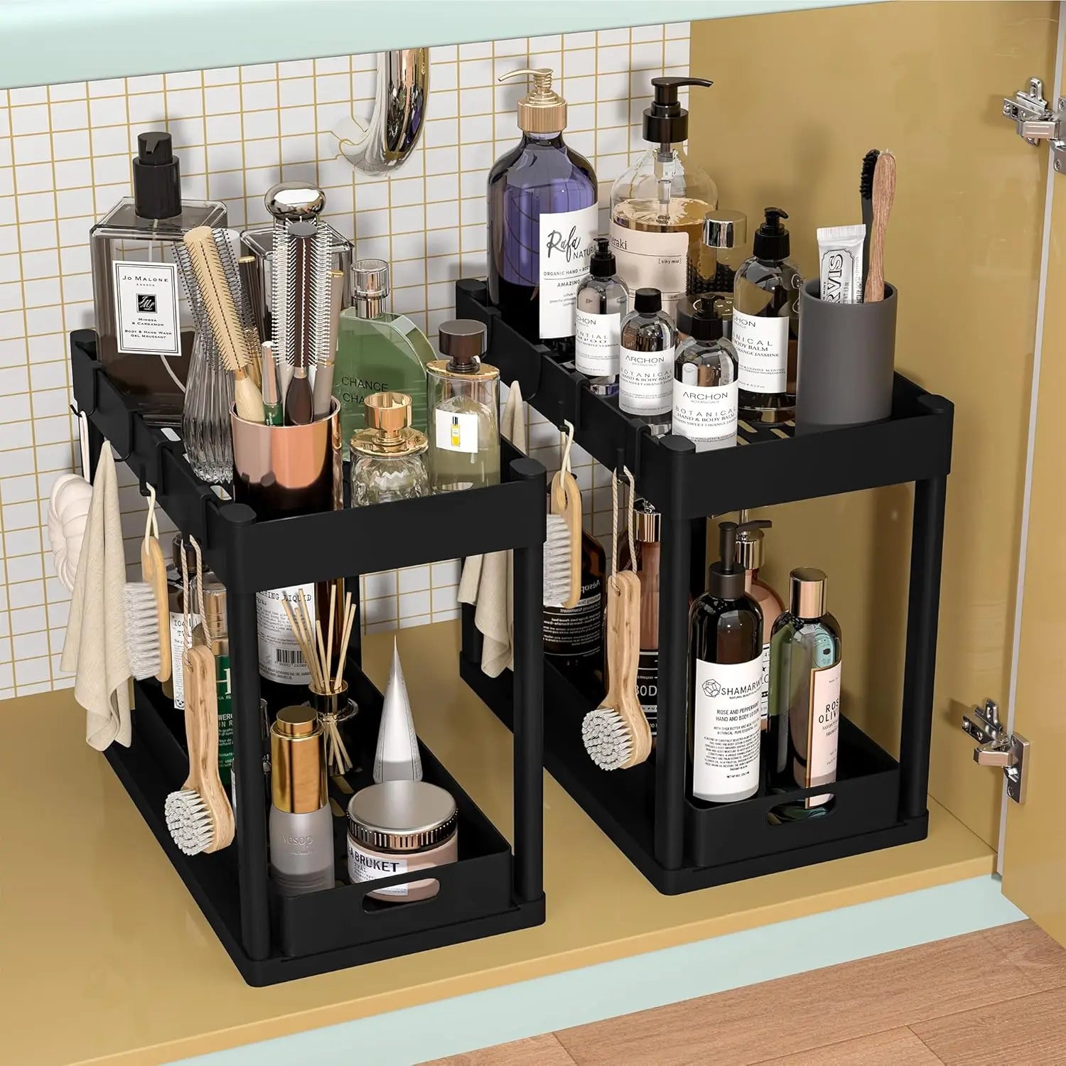 Double-Tier Sink Storage Rack - Multi-Purpose Organizer Basket