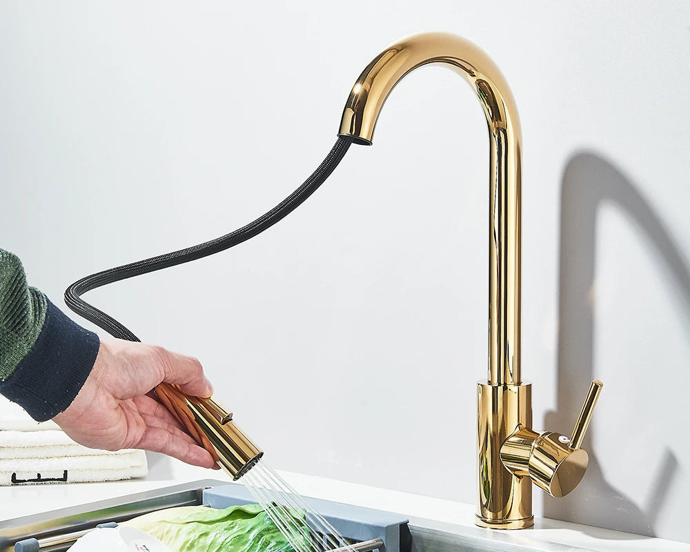 Pull-Down Kitchen Faucet - Dual Function Single Handle Mixer