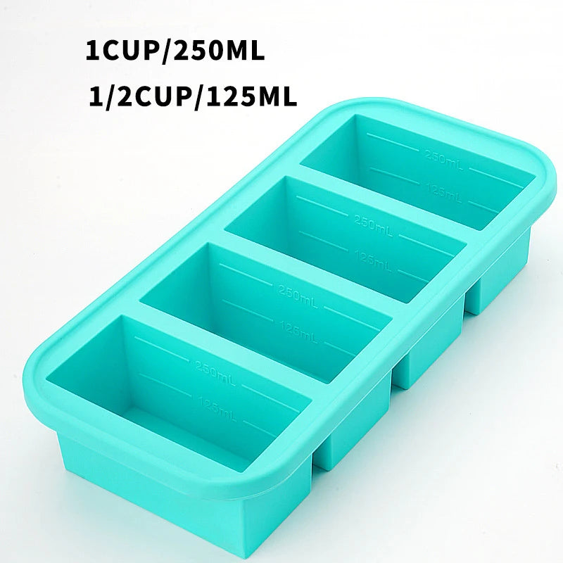 Silicone Freezer Mold - Multi-Grid Food Storage with Lid