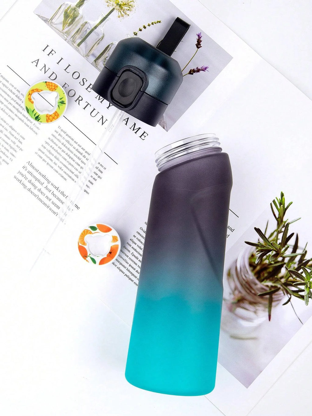Flavored Water Bottle - 650ml Frosted Black with Scent Pod