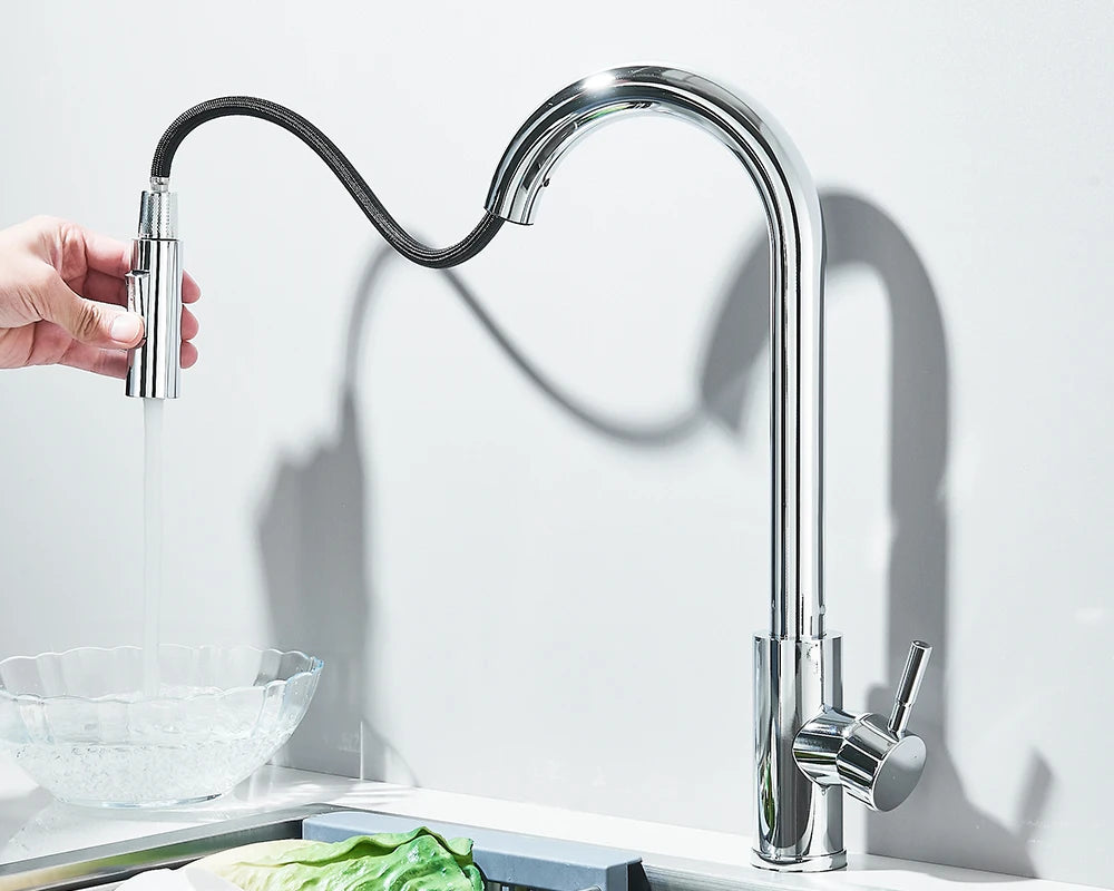 Pull-Down Kitchen Faucet - Dual Function Single Handle Mixer