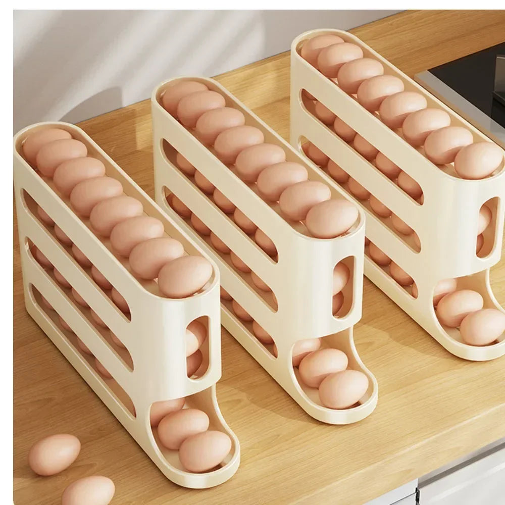 Automatic Rolling Egg Dispenser - 4-Layer Fridge Organizer