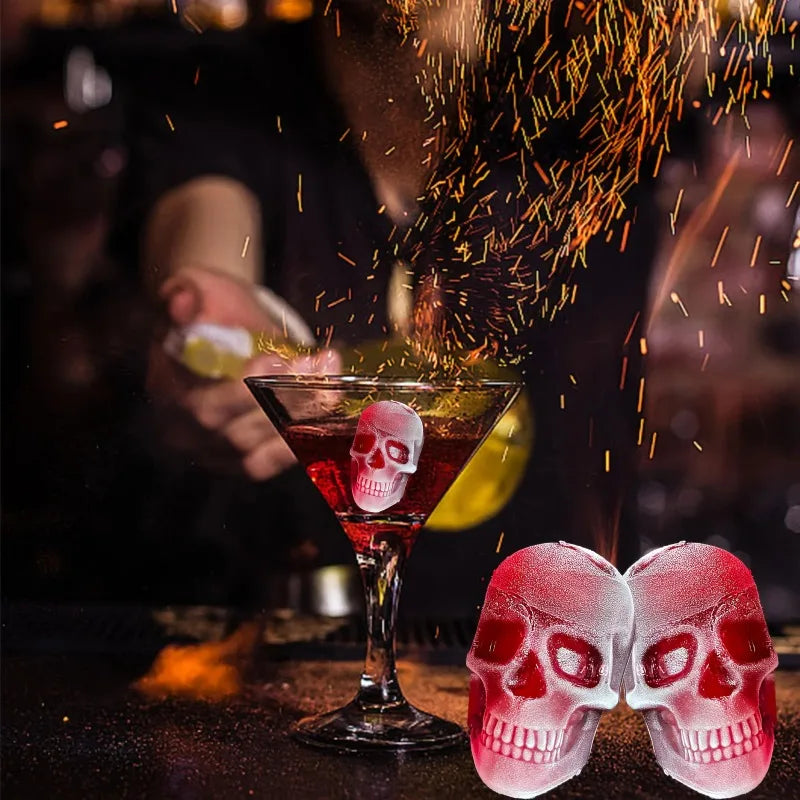 Halloween Skull Ice Cube Mold - 3D Silicone Tray for Parties
