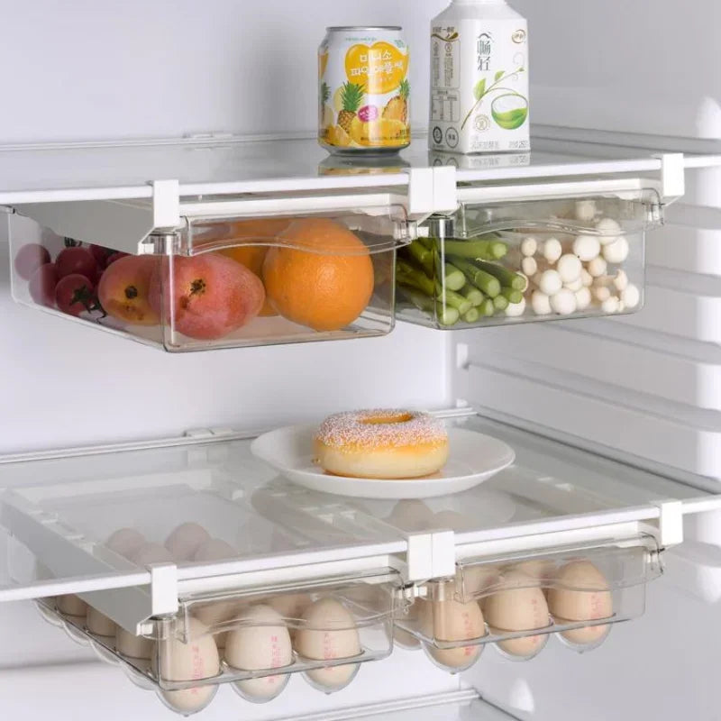 Under-Shelf Fridge Organizer - Drawer Box for Fruits and Eggs