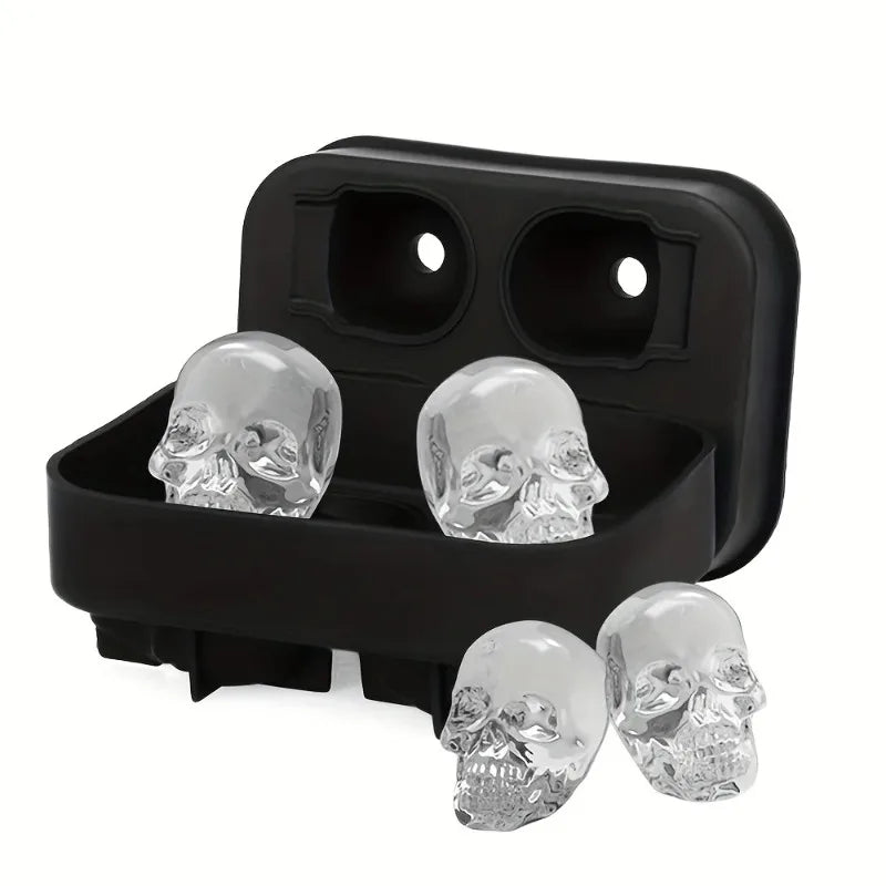 Halloween Skull Ice Cube Mold - 3D Silicone Tray for Parties