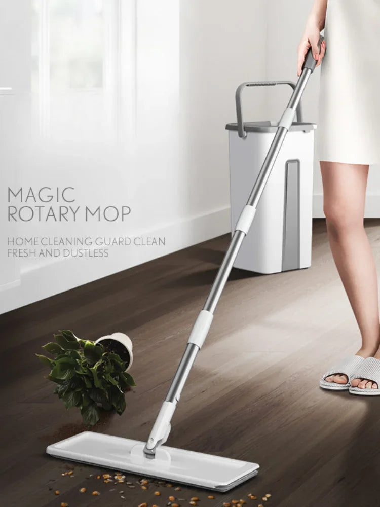 Spin Mop with Bucket Set - Self-Wringing Wet Dry Cleaning System