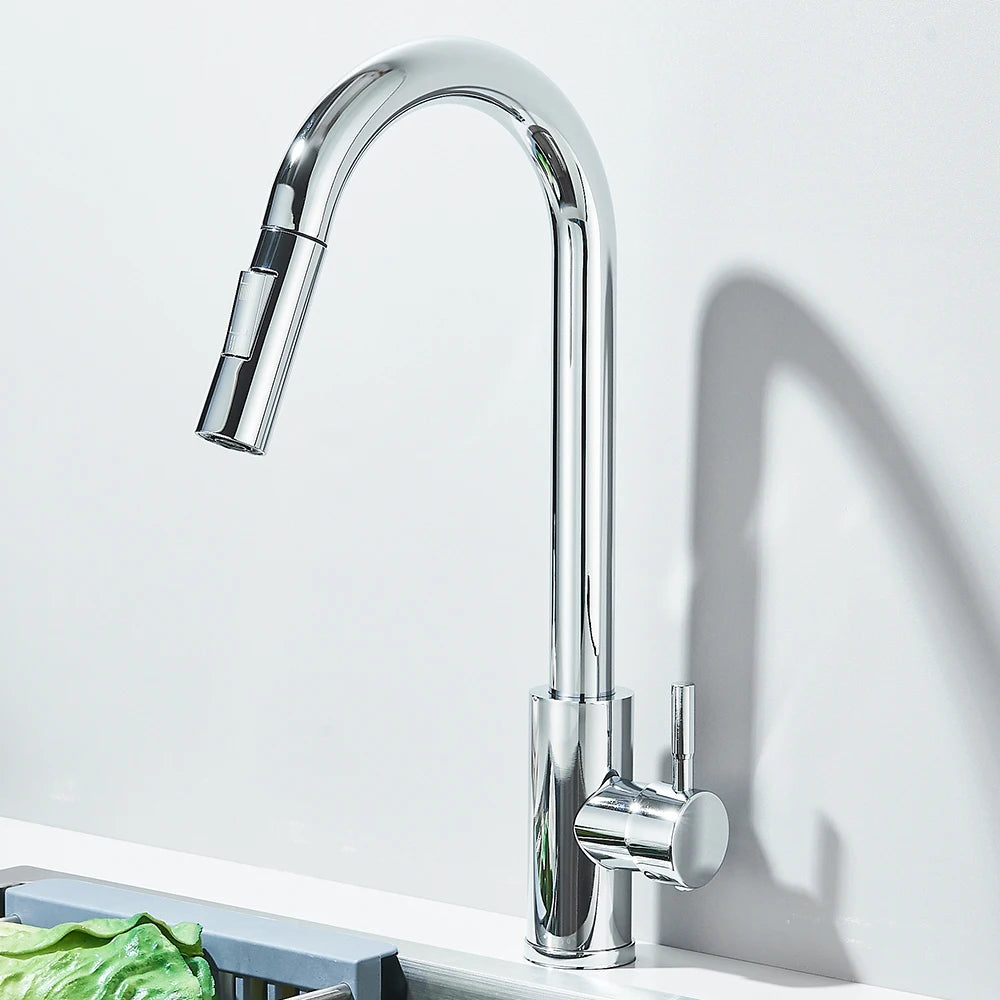 Pull-Down Kitchen Faucet - Dual Function Single Handle Mixer