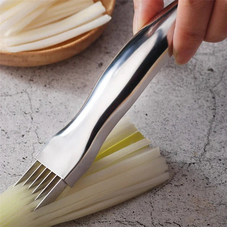 Green Onion Chopper - Stainless Steel Curved Handle Knife