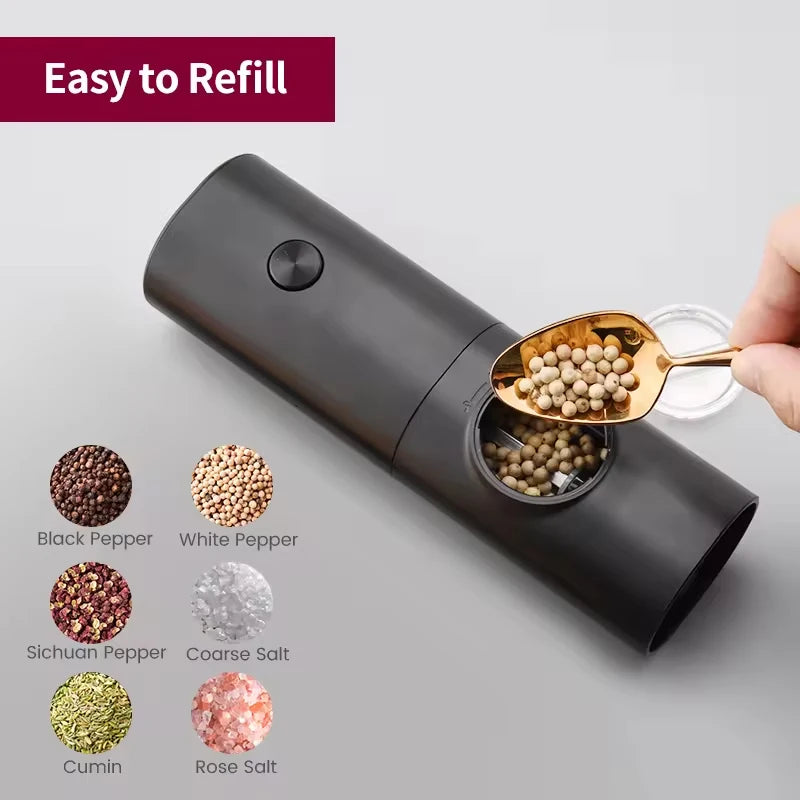 Electric Salt and Pepper Grinder Set - Automatic with LED Light