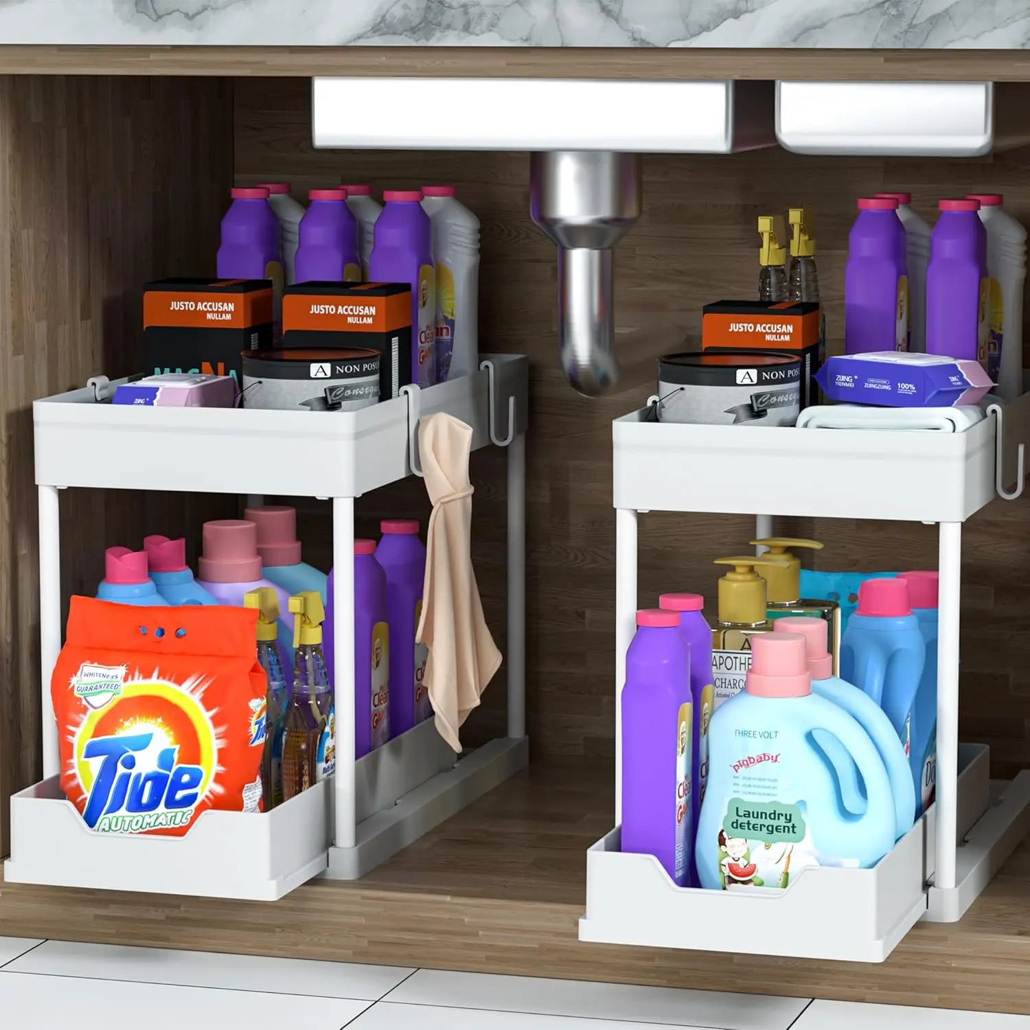 Double-Tier Sink Storage Rack - Multi-Purpose Organizer Basket